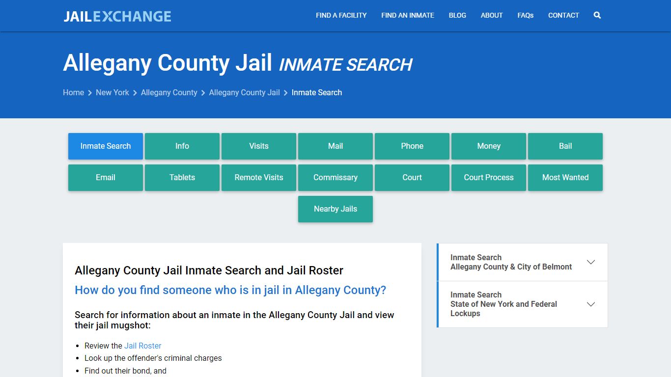 Inmate Search: Roster & Mugshots - Allegany County Jail, NY