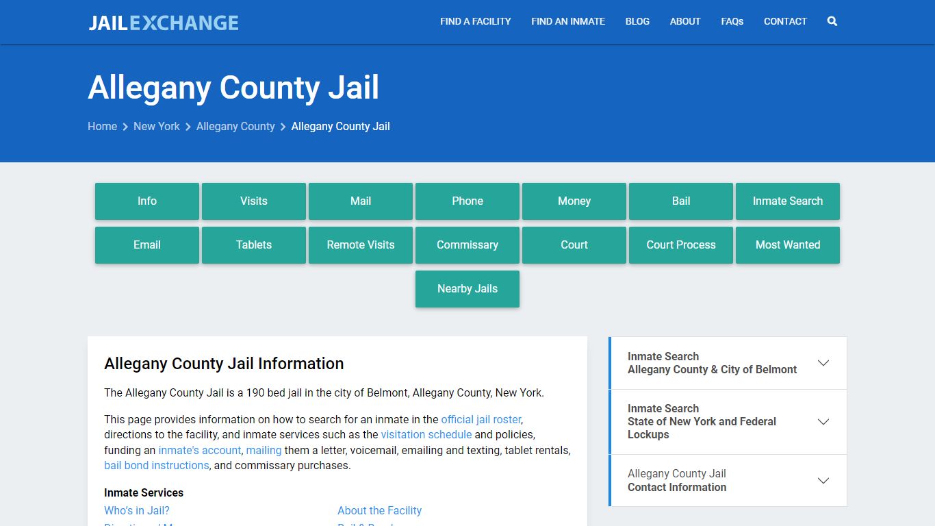 Allegany County Jail, NY Inmate Search, Information